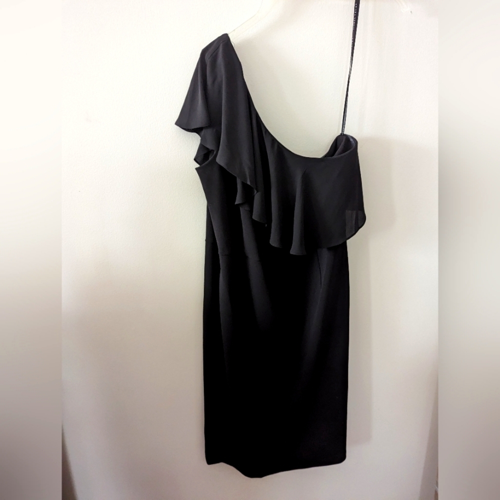 Ivanka Trump One-Shoulder Black Ruffle Dress